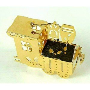 Train Engine 1986 23K Gold Christmas Ornaments